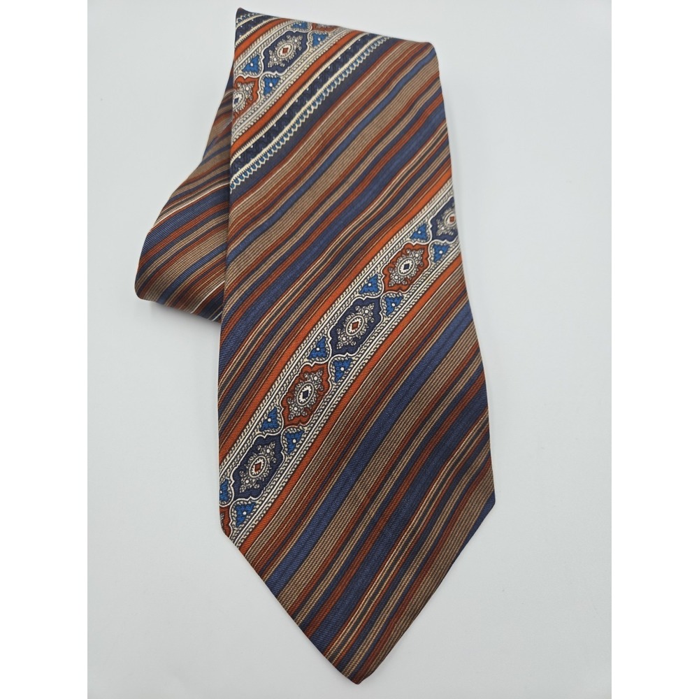 Vintage 70s 80s Yves Saint Laurent Paris Silk Men's‎ Tie Necktie Paisley Striped